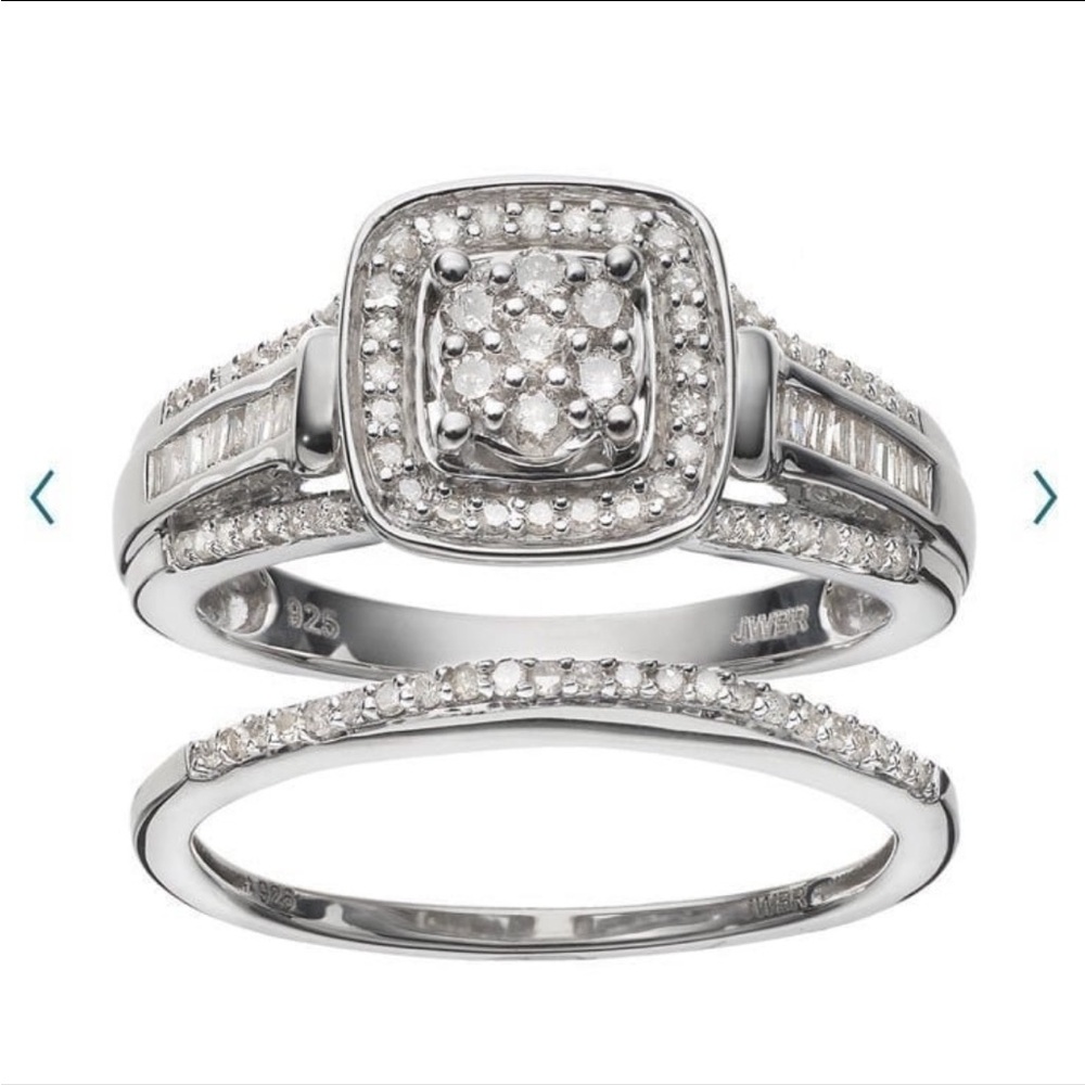 Always Yours Sterling Silver 1/2 Carat T.W. Diamond Square Halo Engagement Ring